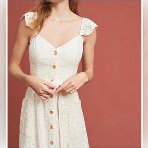 Anthropologie- Elegant Cream Lace Dress- Great condition!